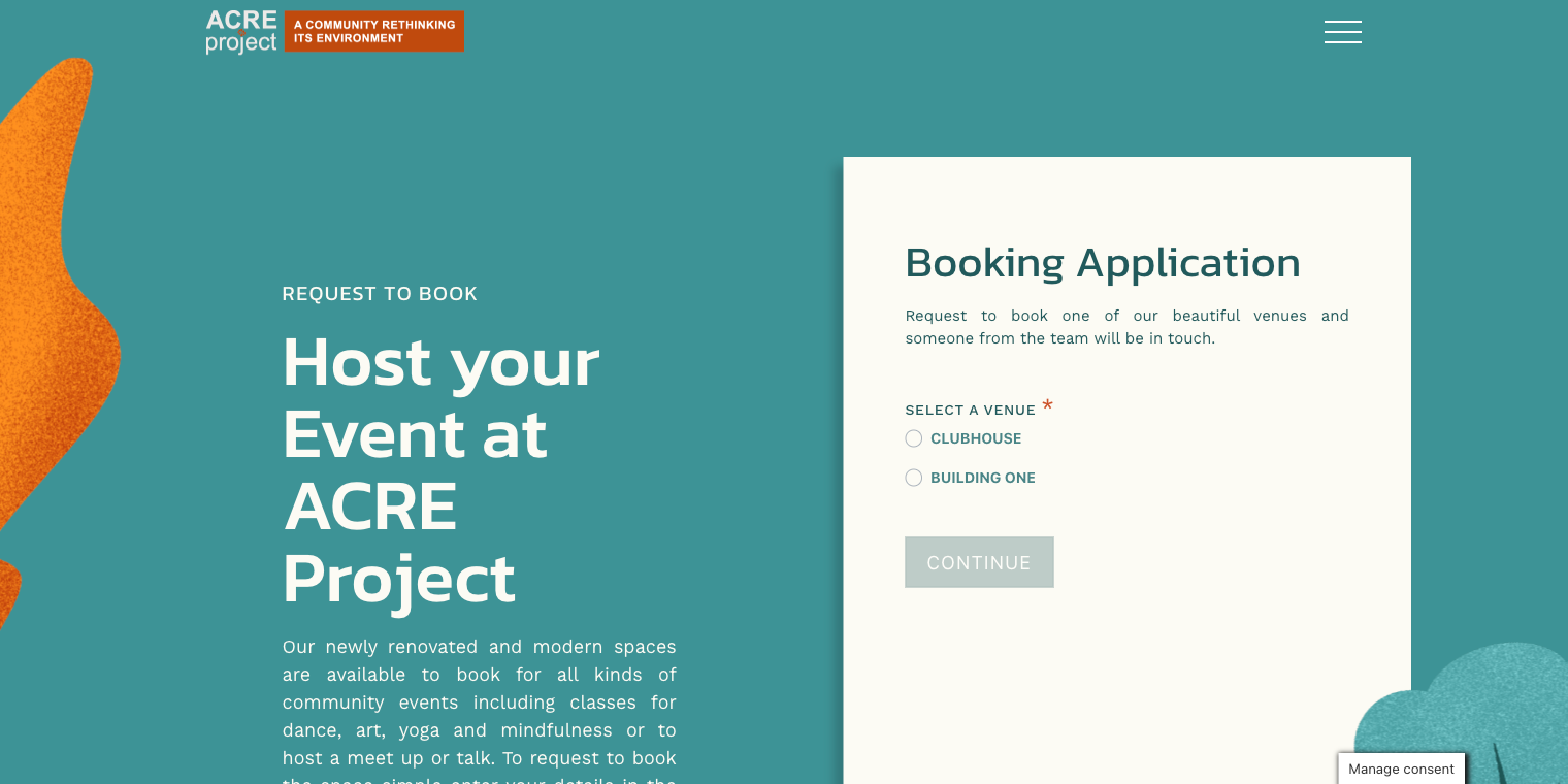 AcreProject book a room page