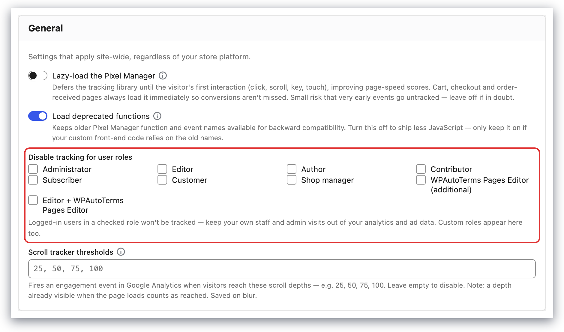 Exclude User Roles from Tracking