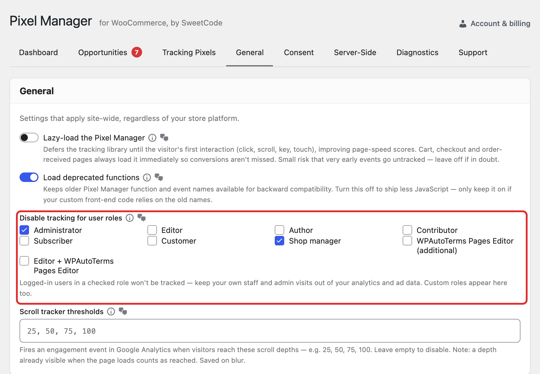 Exclude User Roles from Tracking