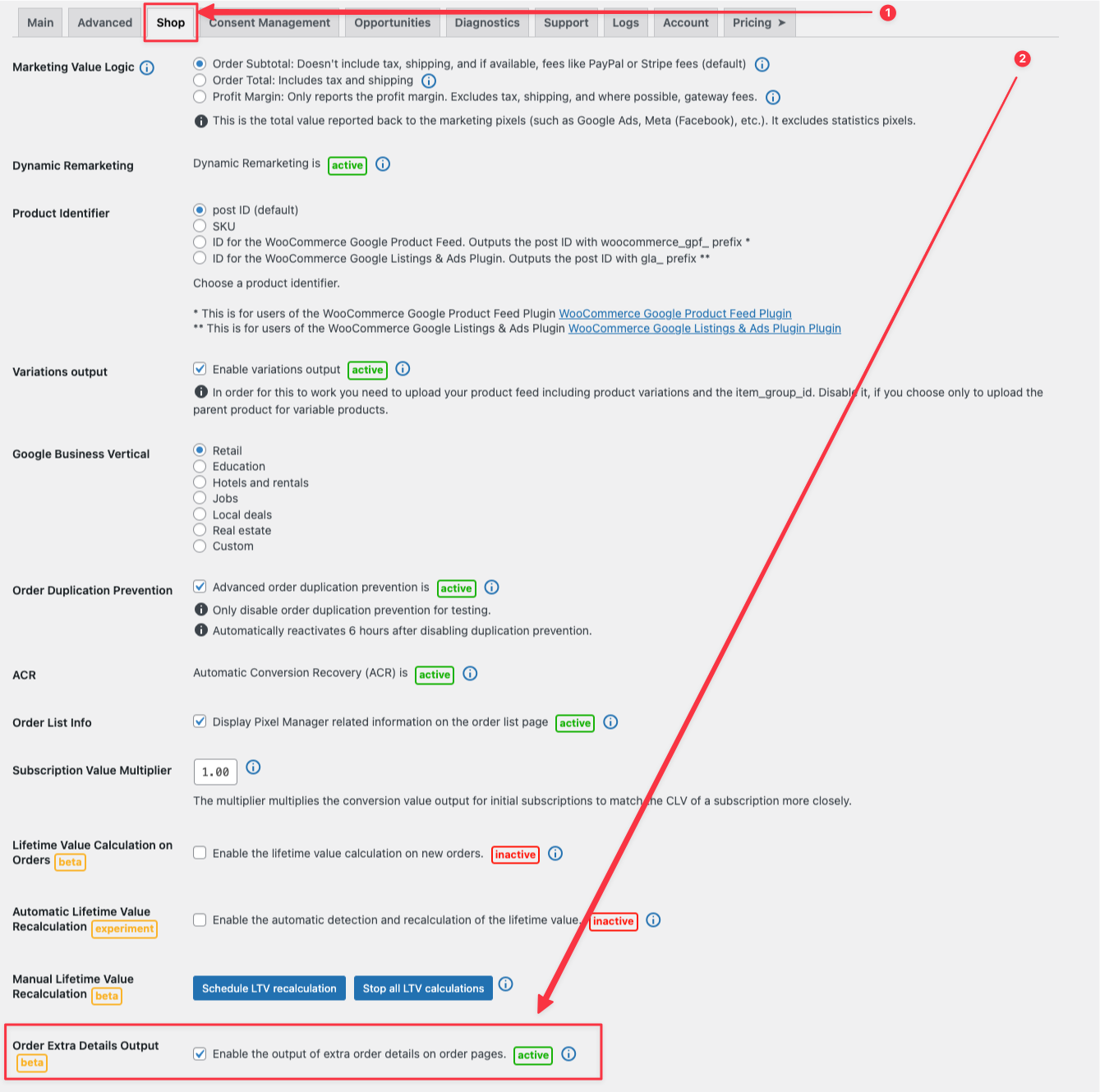 Extra Order Data Output Setting