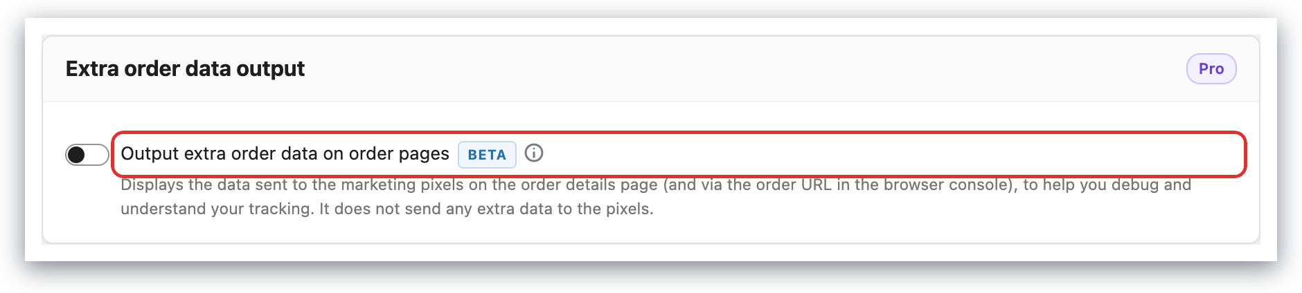 Extra Order Data Output Setting