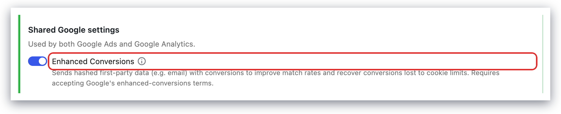 Enable Google Enhanced Conversions in the Pixel Manager