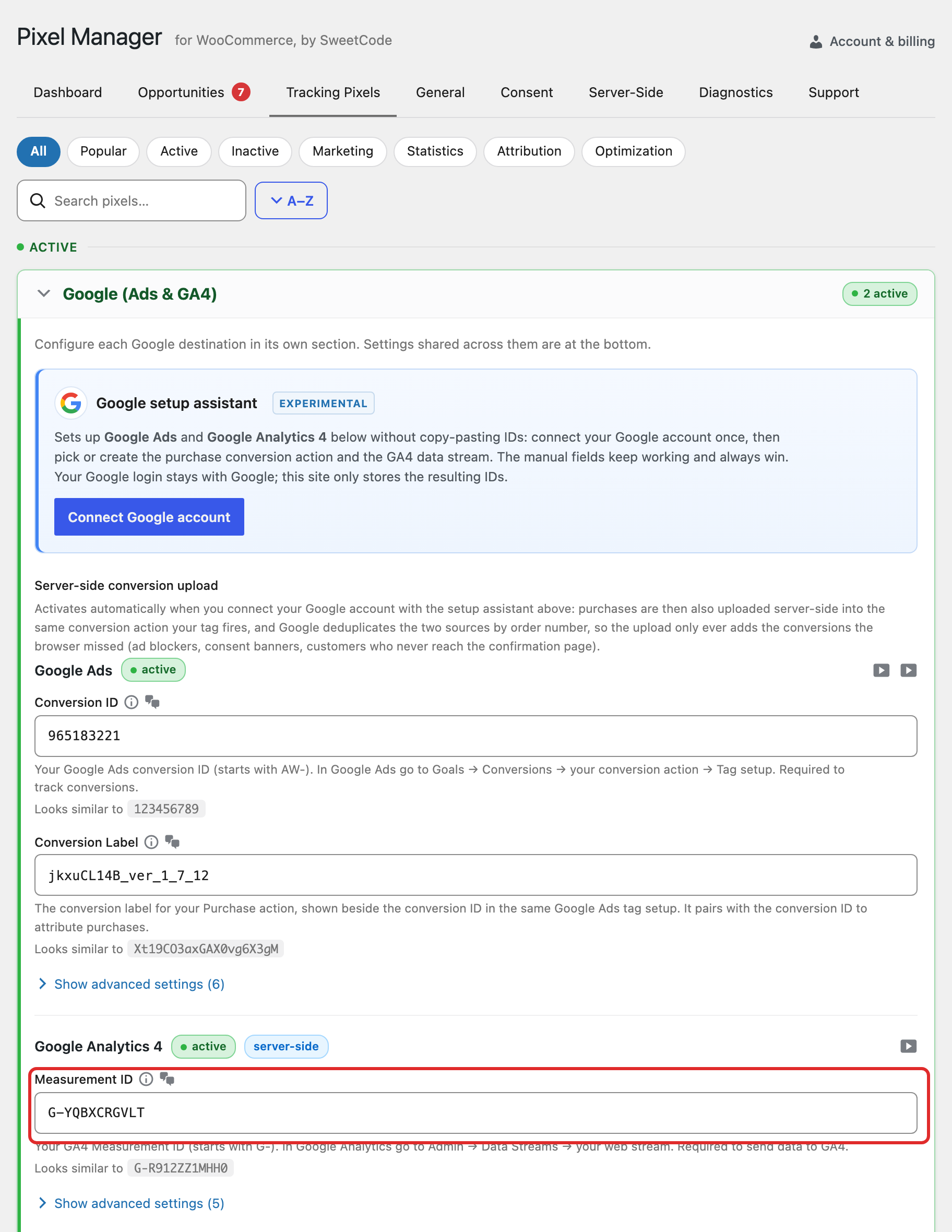 Enter the GA4 Measurement ID in Pixel Manager for WooCommerce