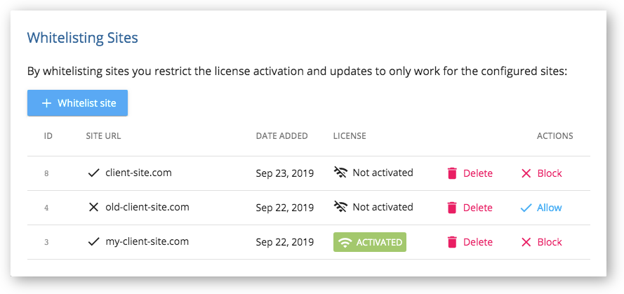 License Security Settings