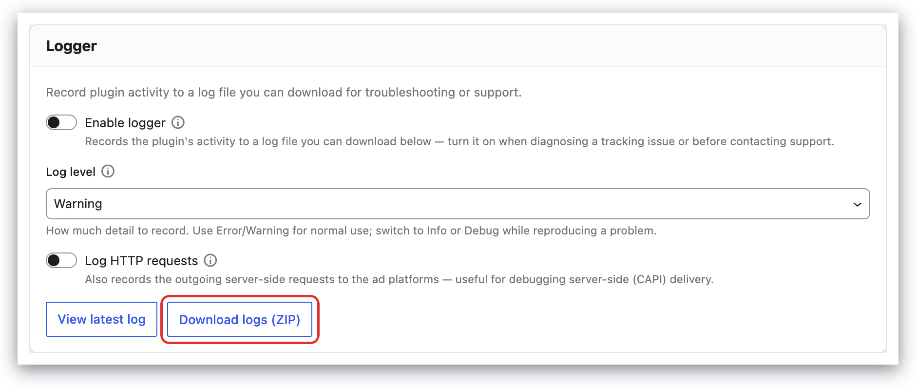 access the log files