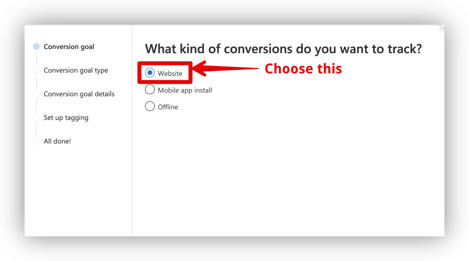 Create conversion goal step 3