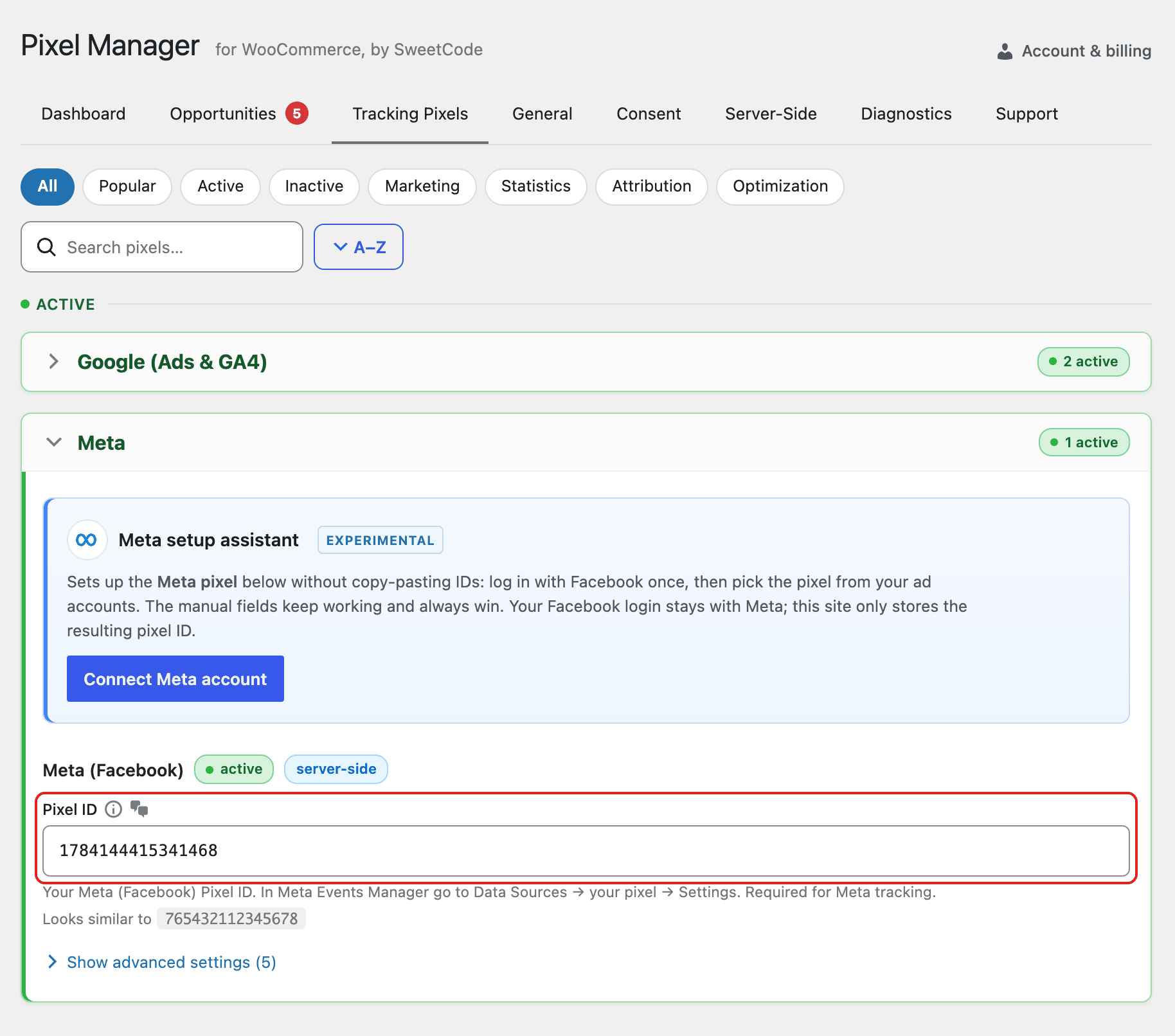 Pixel Manager settings