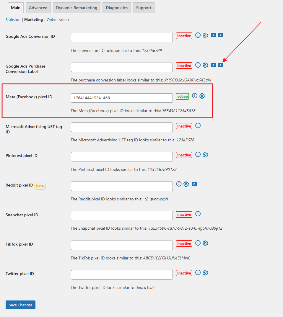 Pixel Manager settings