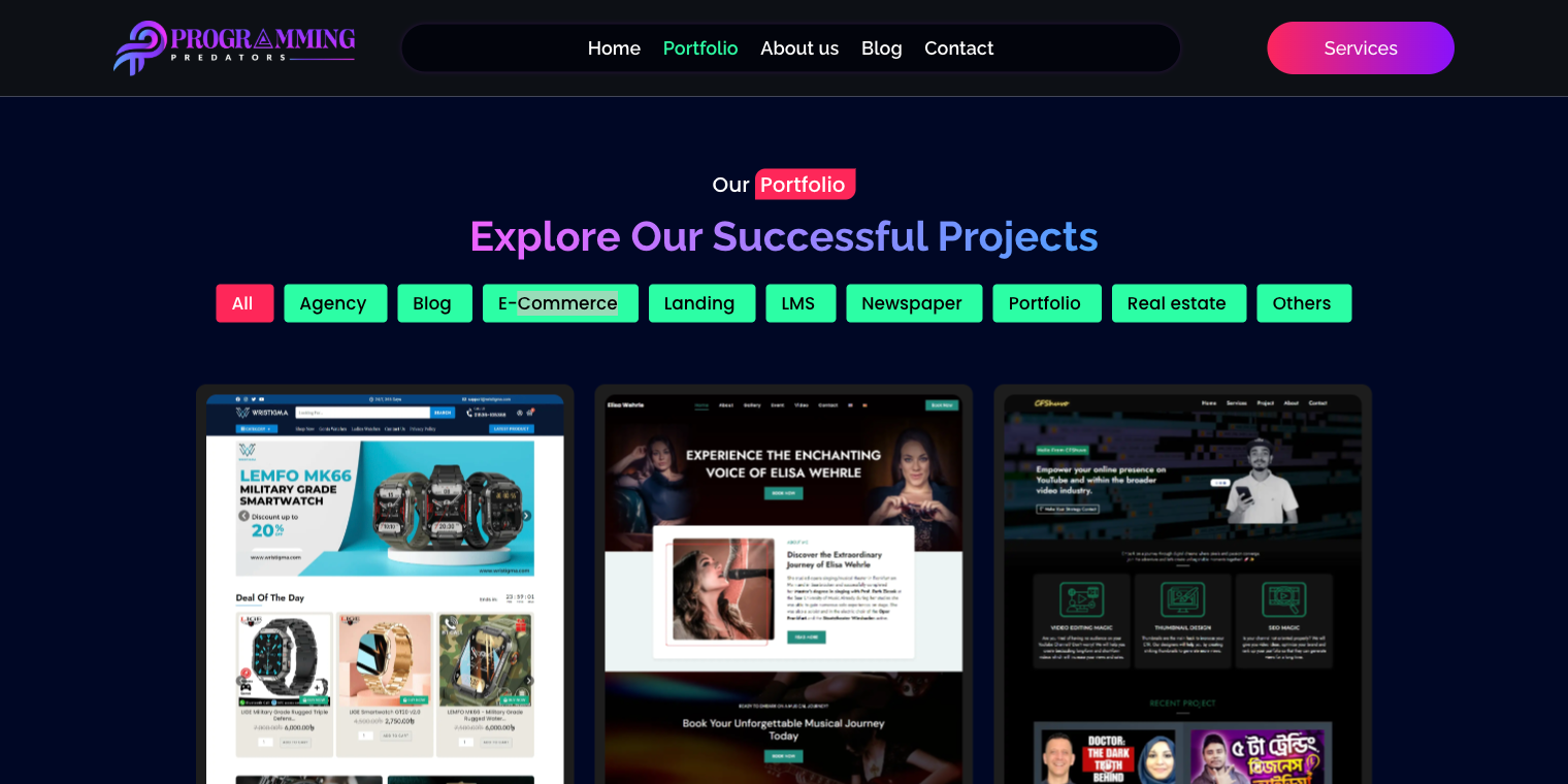 ProgrammingPredators.com portfolio page