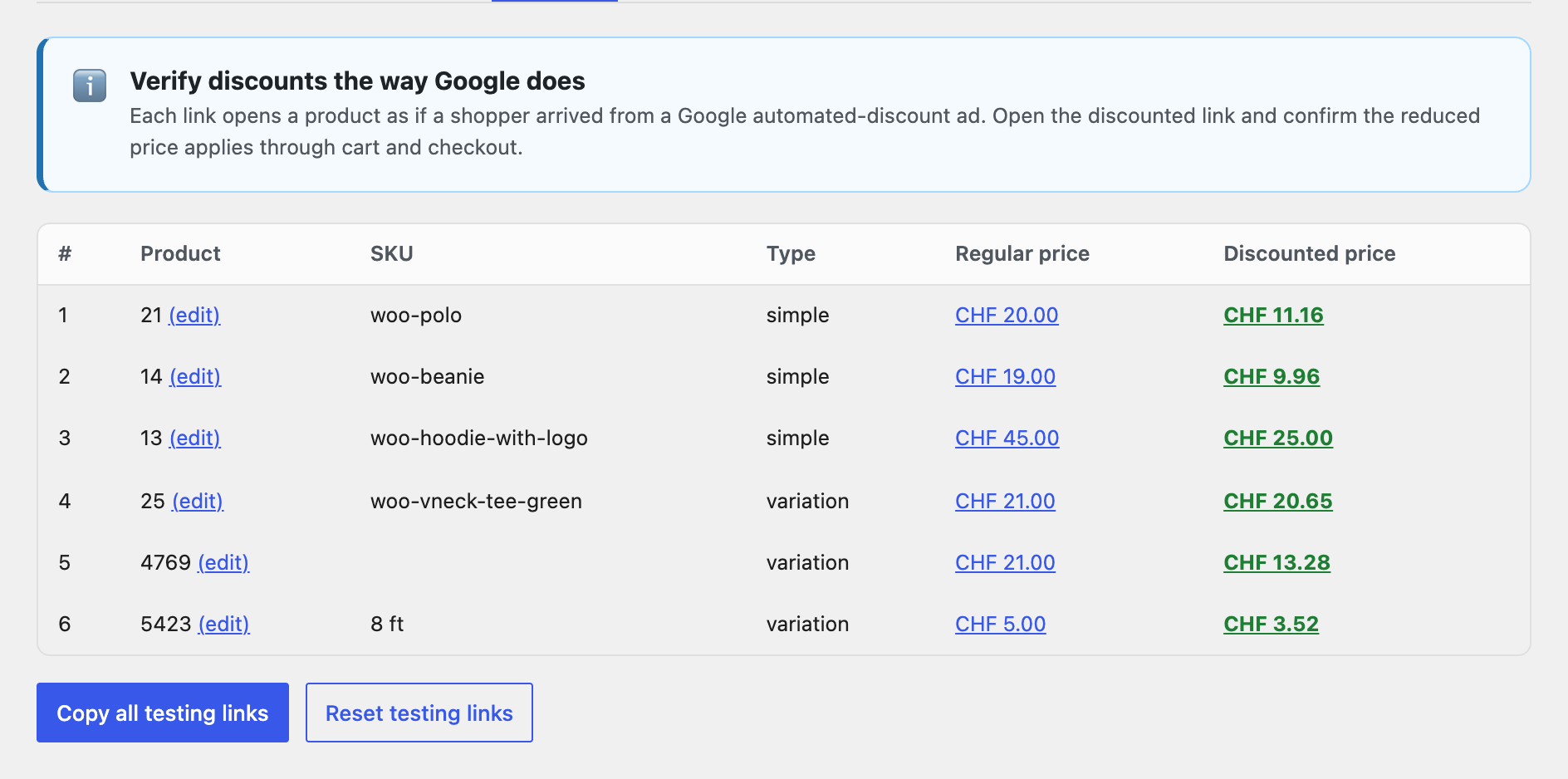 Testing links within the plugin