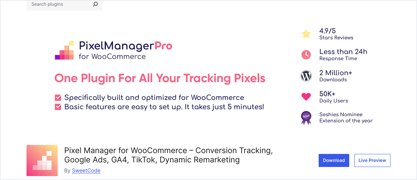 Pixel Manager for WooCommerce in the WordPress Plugin Directory