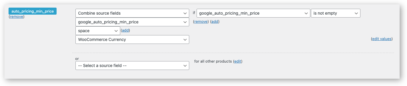 Set auto_pricing_min_price in the WooCommerce Product Feed